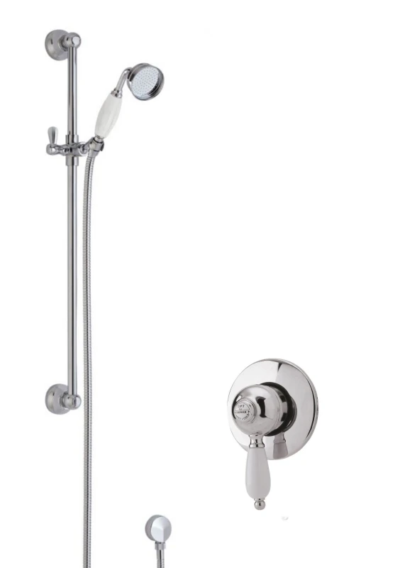 Image of Balterley Traditional Concealed Manual Valve Slide Rail Shower Set Chrome White