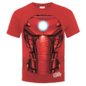 Image of Marvel Avengers Assemble Iron Man Chest Burst T-Shirt - Red - S