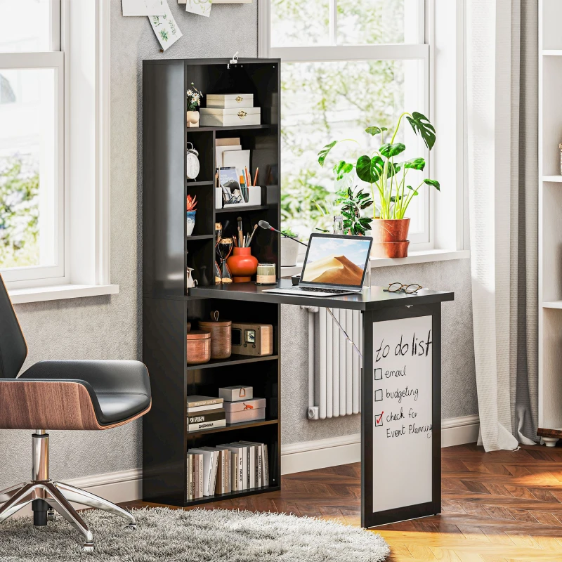 Image of HOMCOM Convertible Desk with Whiteboard Multi-function Workstation - Black TJ Hughes White 5061025070855