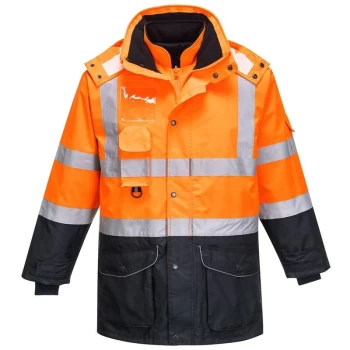 Image of Portwest - S426ONRS - sz S Hi-Vis 7-in-1 Contrast Traffic Jacket - Orange/Navy