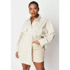 Image of Missguided Houndstooth Skirt Co Ord - Beige