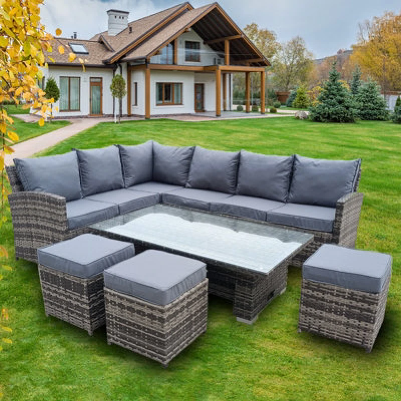Image of FURNITURE ONE Furniture One - Rattan 5 Seater Modular Outdoor Garden Sofa - Mix Brown - Mix Brown 1x2001-1x2002-1x2004-B
