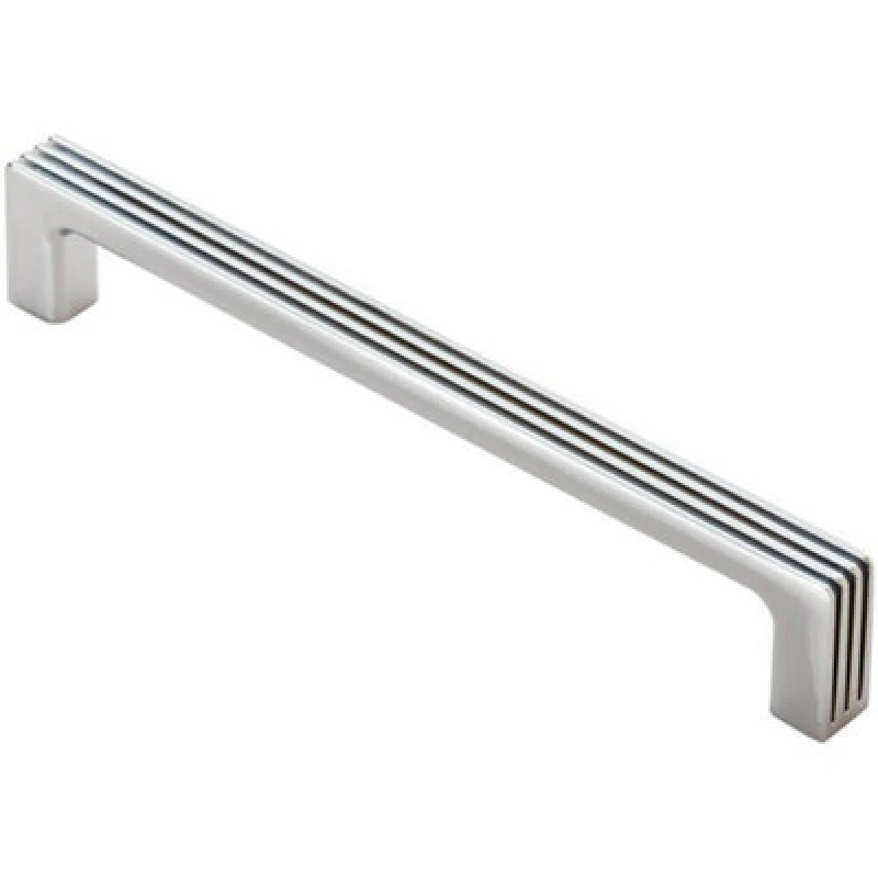 Image of Loops Straight D Bar Door Handle with Grooves 160mm Fixing Centres Polished Chrome Multi