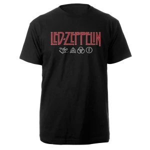 Image of Led Zeppelin - Logo & Symbols Mens Medium T-Shirt - Black