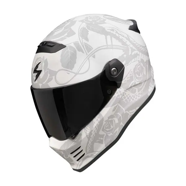 Image of Scorpion Covert FX Dragon Matt Light Grey Silver Full Face Helmet Size L