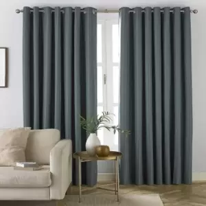 Image of Furn Moon Eyelet Curtains (66in x 54in) (Mineral Blue) - Mineral Blue