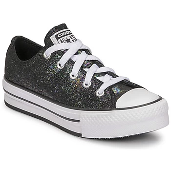 Image of Converse CHUCK TAYLOR ALL STAR EVA LIFT IRIDESCENT LEATHER OX Girls Childrens Shoes Trainers in Black,4,5,9.5 toddler,10 kid,11 kid,11.5 kid,12 kid,13