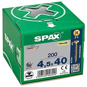 Image of Spax Pz Countersunk Yellox Screws - 4.5x40mm Pack Of 200