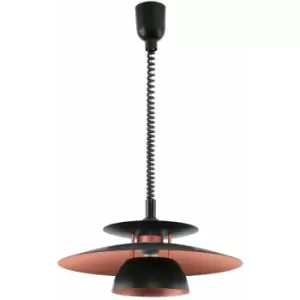 Image of Pendant Light Height Adjustable Colour Black Shade Black Copper Bulb E27 1x60W