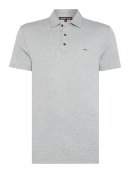 Image of Mens Michael Kors Slim fit sleek MK logo polo shirt Light Grey