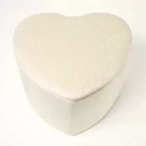 Image of Arundel Heart-Shaped Velvet Footstool with Storage, Cream - Cream - Homescapes