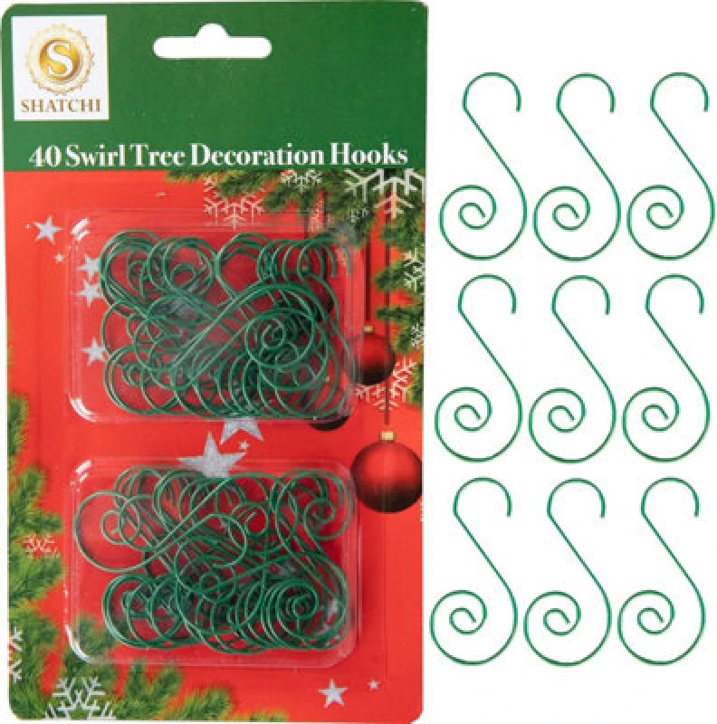 Image of Shatchi 40Pcs Swirl Tree Decoration Hooks Green - Add A Touch Of Style