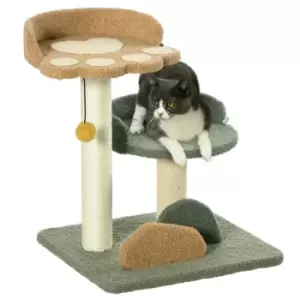 Image of PawHut Small Cat Tree for Indoor Cats, Scratching Posts with 2 Beds, Toy Ball, 43 x 39 x 52cm