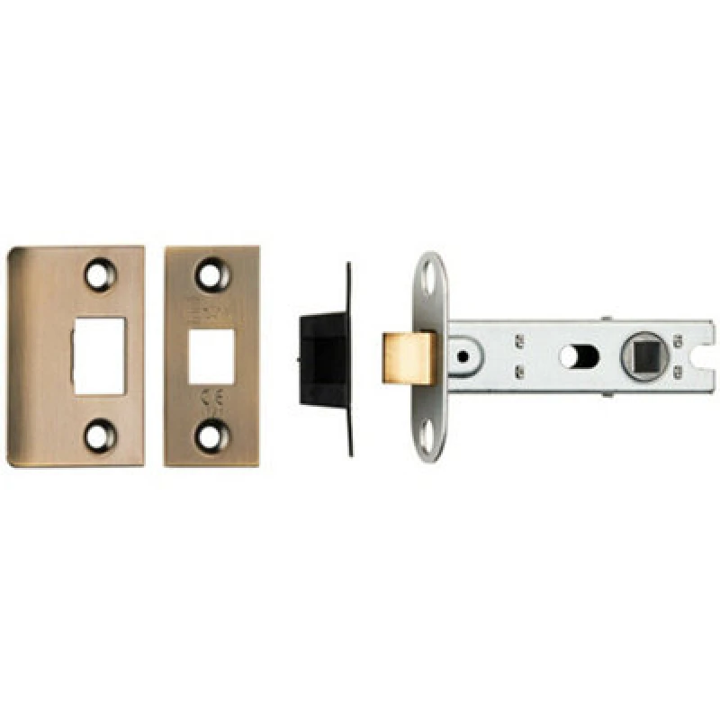 Image of Loops 76mm Tubular Mortice Door Latch Bolt Through Square Forends Antique Brass Metallics unisex