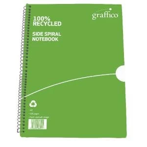 Image of Graffico Recycled Spiral Bound Notebook 100 Pages A5 Pack of 10