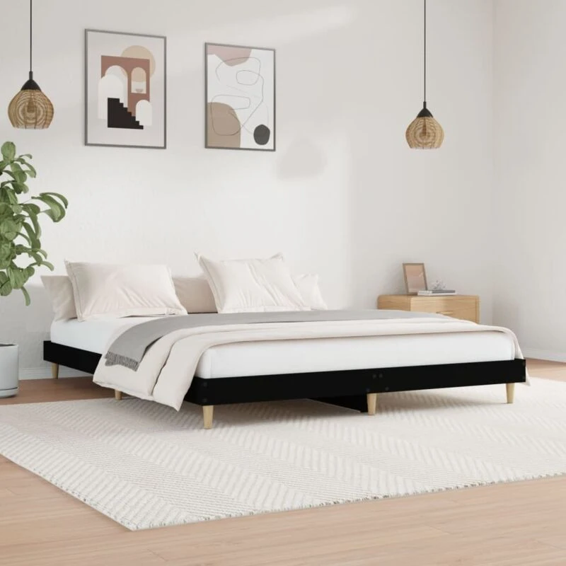 Image of VIDAXL Bed Frame without Mattress Black 200x200cm Engineered Wood vidaXL 8720845794910