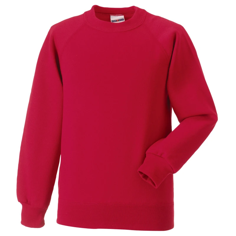 Image of Jerzees Schoolwear Jerzees Schoolgear Raglan Sleeve Sweatshirt in Red Size: 3-4 Years Red Unisex 3-4 Years