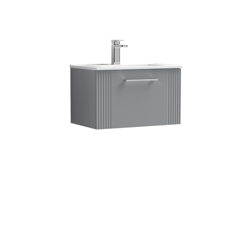 Image of Balterley 1 Drawer Wall Hung Vanity Unit with Minimalist Basin Grey 600mm Grey