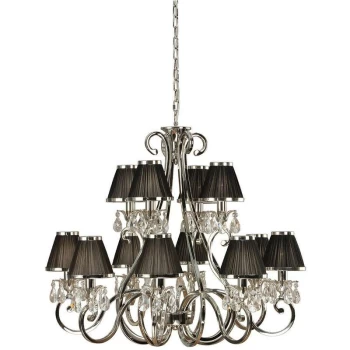 Image of Interiors 1900 Lighting - Interiors Oksana Nickel - 12 Light Multi Arm Chandelier Polished Nickel Plate Finish, E14