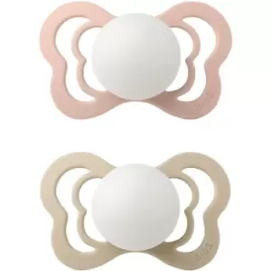 Image of BIBS Couture Glow Silicone Size 2: 6+ months dummy Blush / Vanilla 2 pc