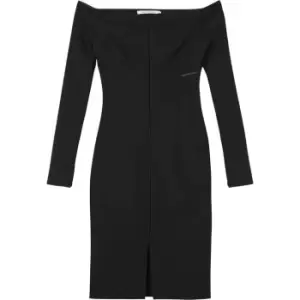 Image of Calvin Klein Jeans Off Shoulder Midi Dress - Black