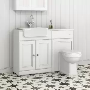 Image of 1200mm White Toilet and Sink Unit with Traditional Toilet - Westbury