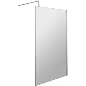 Image of Hudson Reed - Wet Room Screen with Support Bar 1100mm Wide - 8mm Glass