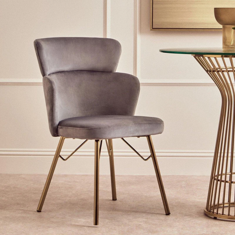 Image of Interiors by Premier Veneto Grey Velvet Chair Grey unisex One Size