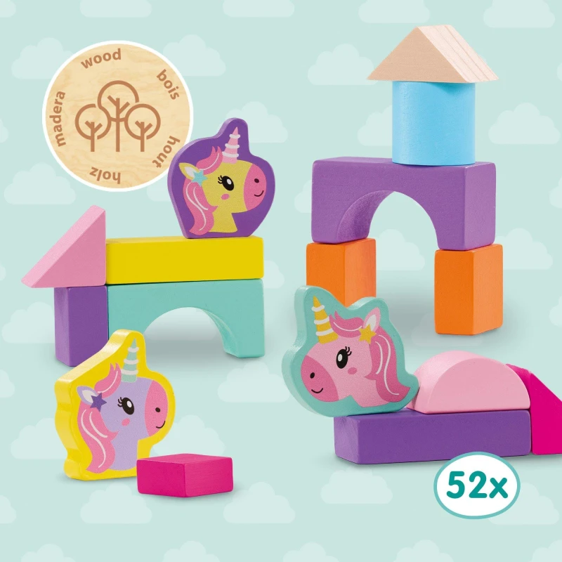 Image of SES Creative Wooden building blocks unicorn 52pcs Multi unisex One Size