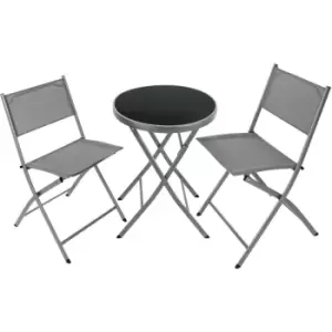 Image of Tectake - Garden Furniture Set Dusseldorf - garden table and chairs, outdoor table and chairs, garden table and chairs set - grey - grey