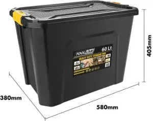 Image of Heavy Duty Polypropylene Storage Box with Clip on Lid - 60 Litre