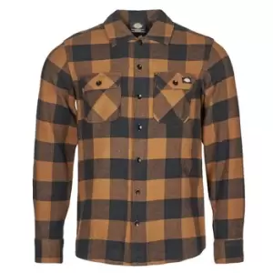 Image of Dickies NEW SACRAMENTO SHIRT mens Long sleeved Shirt in Brown. Sizes available:XXL,S,M,L,XL