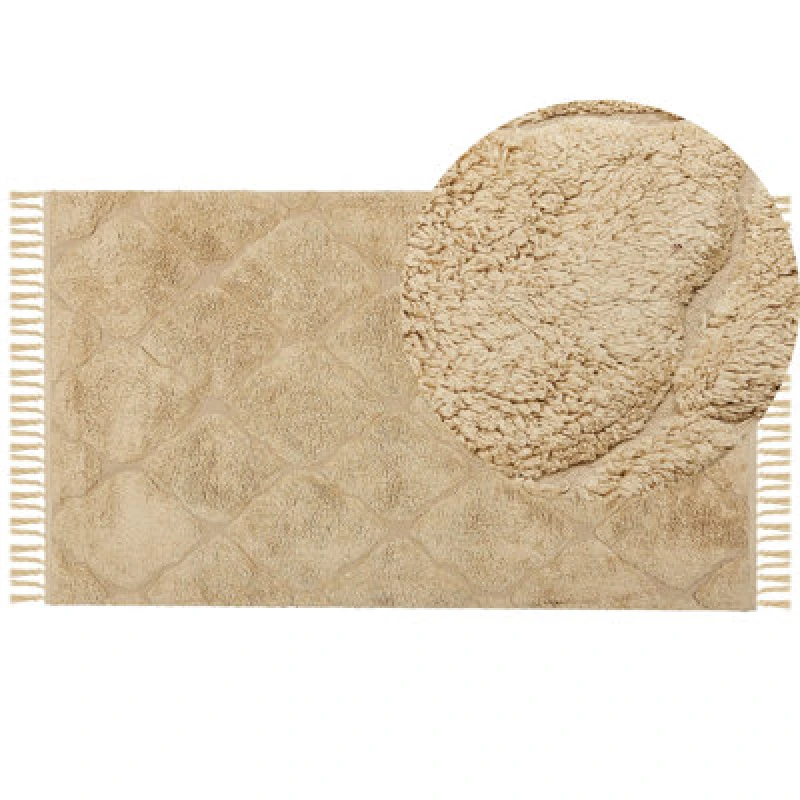 Image of Beliani Rug Sanliurfa Sand Beige 80 X 150 Cm Cotton