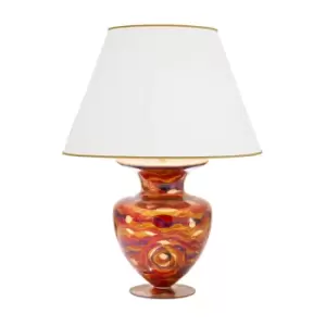 Image of Anfora Fabric Table Lamp With Round Tapered Shade 24 Carat Gold