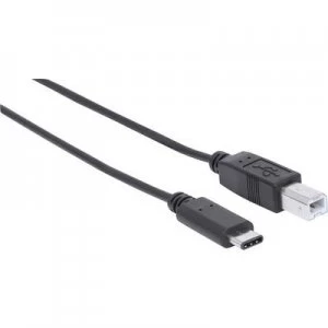 Image of Manhattan Cable [1x USB 2.0 connector C - 1x USB 2.0 connector B] 2m Black