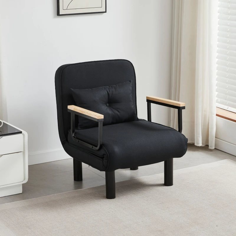 Image of MCC Direct 4 in 1 Folding Single Sofa Bed Convertible Lounge Sleeper Chair with Adjustable Backrest & Large Cushion Grey in Black Unisex