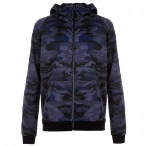 Image of Firetrap Camo Full Zip Hoodie Mens - Navy Camo