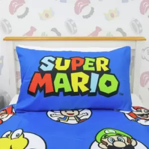 Image of Nintendo Super Mario Blue Kids Bedding Set - Single