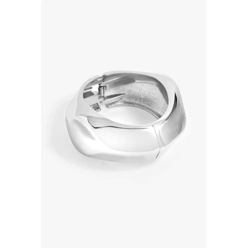 Image of Jon Richard Silver Plated Angular Dome Cuff Silver