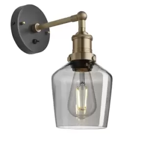 Image of Industville Brooklyn 5.5" Schoolhouse Wall Light / Smoke Grey Tinted Glass and Copper Holder