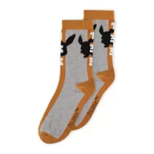Image of Pokemon Eevee #133 Novelty Socks, Unsex, 35/38, Orange/Grey...