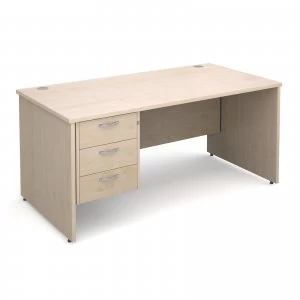 Image of Maestro 25 PL Straight Desk With 3 Drawer Pedestal 1600mm - Maple pane