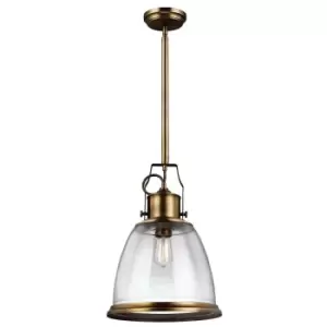 Image of 1 Bulb Ceiling Pendant Light Fitting Aged Brass Finish LED E27 75W Bulb
