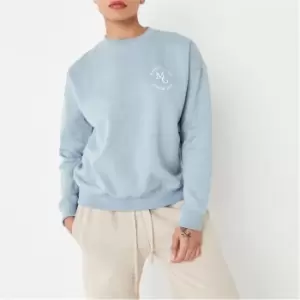 Image of Missguided Petite Oversized Sweatshirt Circle Mg - Blue