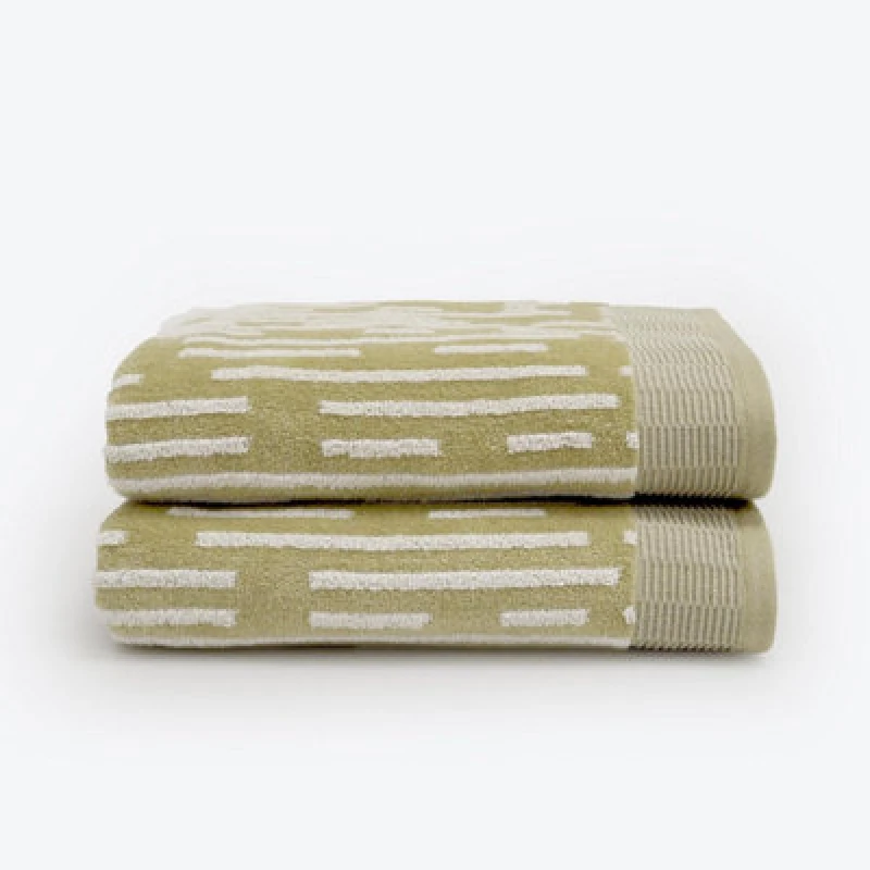 Image of Allure Bath Fashions Pop Up Zero Twist Barcode Stripe Pair Of Bath Towels - Sage Green