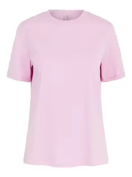Image of PIECES Solid-coloured T-Shirt Women Pink