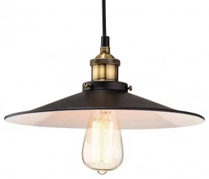 Image of 1 Light Dome Ceiling Pendant Black, Antique Brass, E27