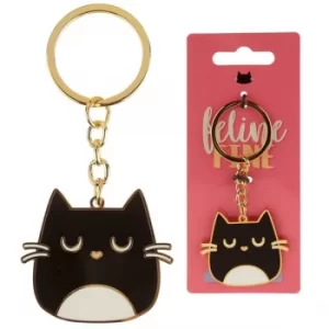Image of Feline Fine Cat Design Enamel Keyring