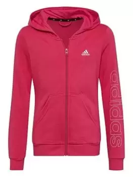 Image of Adidas Essentials Kids Girls Linear Zip Through Hoody