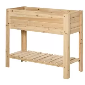 Image of Outsunny Wooden Raised Garden Bed Plant Stand Box With Clapboard 100 x 40 x 84cm